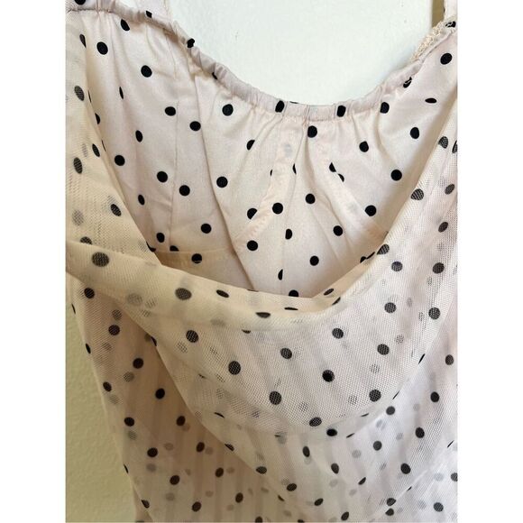 CREAM POLKA DOT RUCHED corset COWL CAMI zip tank top prettYLITTLEthing NWT 6 S - Picture 4 of 10